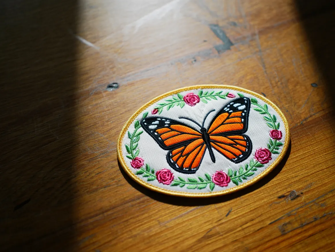 Broderad lapp med detaljerat mönster